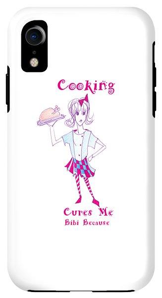 Cooking Cures Me Bibi Because phone case for iPhone 11 featuring a vibrant cooking-themed design by Sharon Tatem.